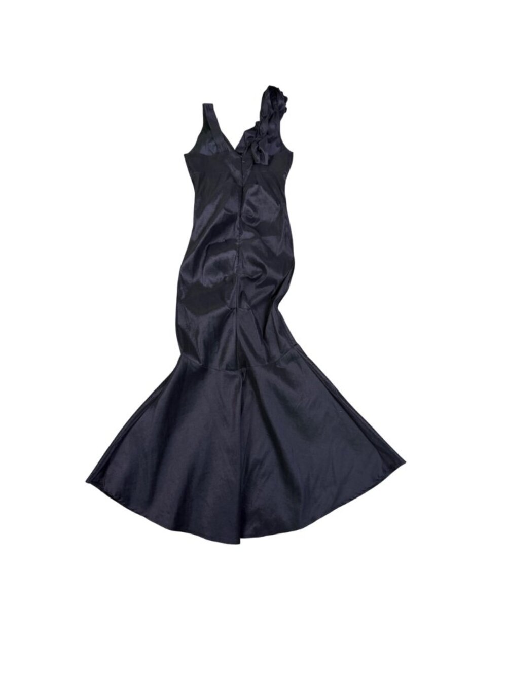 La Scala Womens Navy Mermaid Dress Ruffle Detail Sleeveless Sz M - Picture 3 of 6